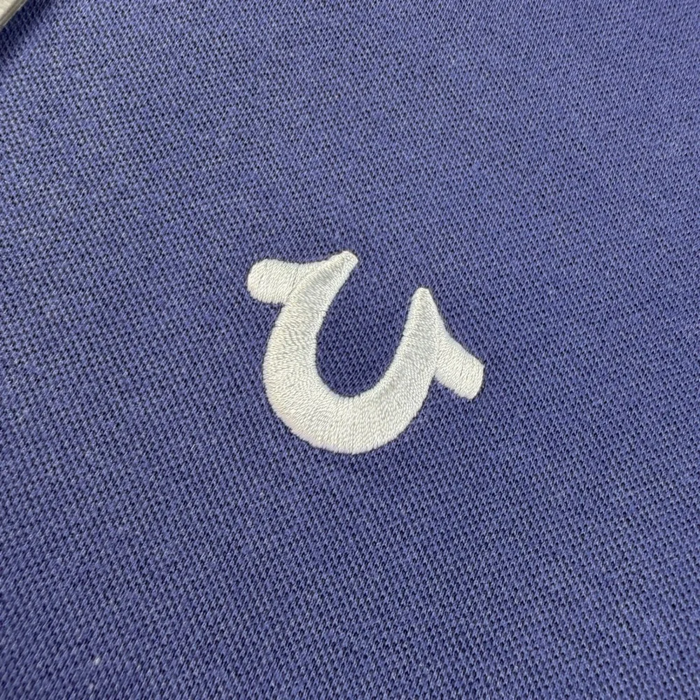 True Religion Polo Shirt Mens M Blue Branded Collar SS Polo Style 106602 NWT